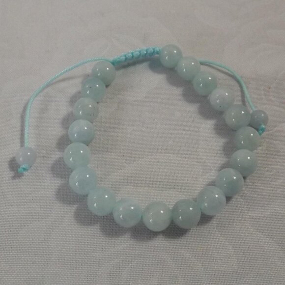 Genuine Aquamarine 8mm Bead Bracelet - Picture 1 of 7